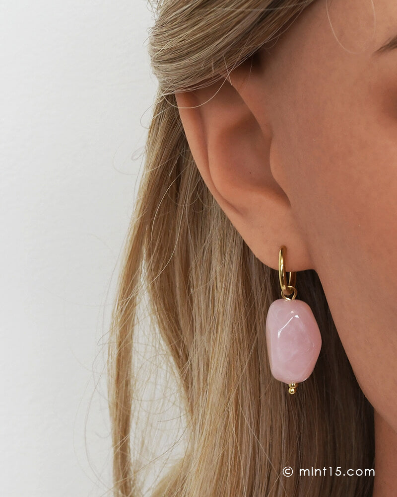 Statement oorbellen kralen - Roze