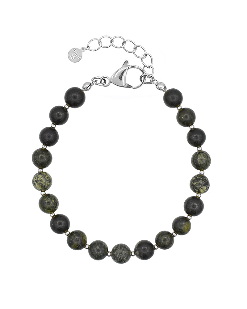 The Essence Bracelet - Dark Forest Green - Zilver