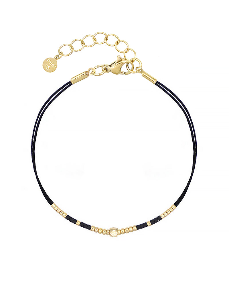 Tiny Beads & Diamond Bracelet - Black