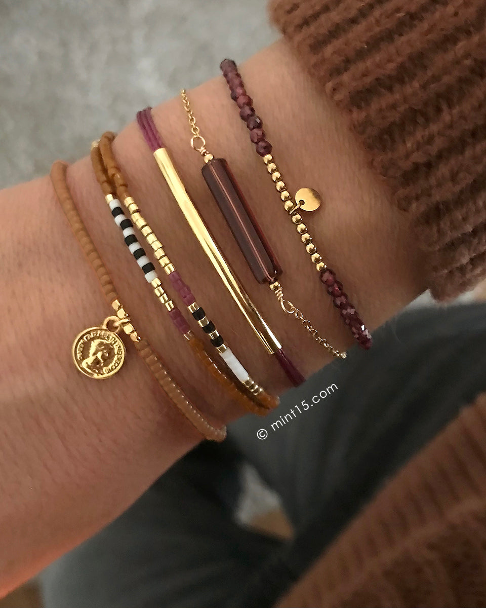 Armbandenset Rich Caramel & Aubergine