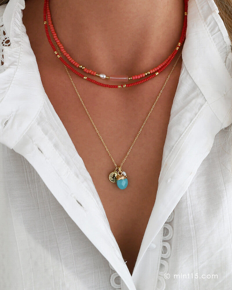 Zomerkettingen rood & turquoise