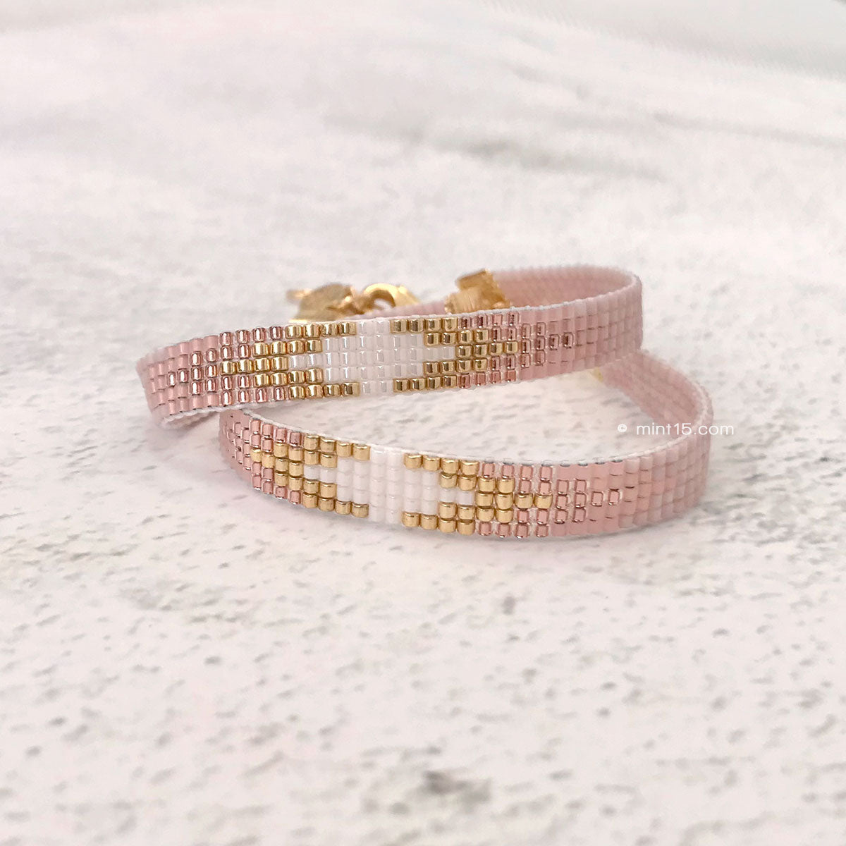 Beaded Bracelet &#39;Vintage Pink Diamond&#39;