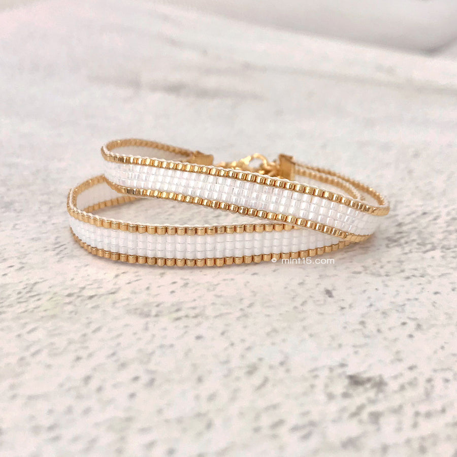 Beaded Bracelet 'Simplicity' - Shiny White