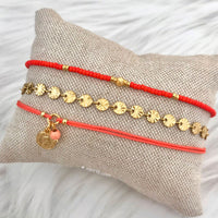 Coin Anklet - Coral Red