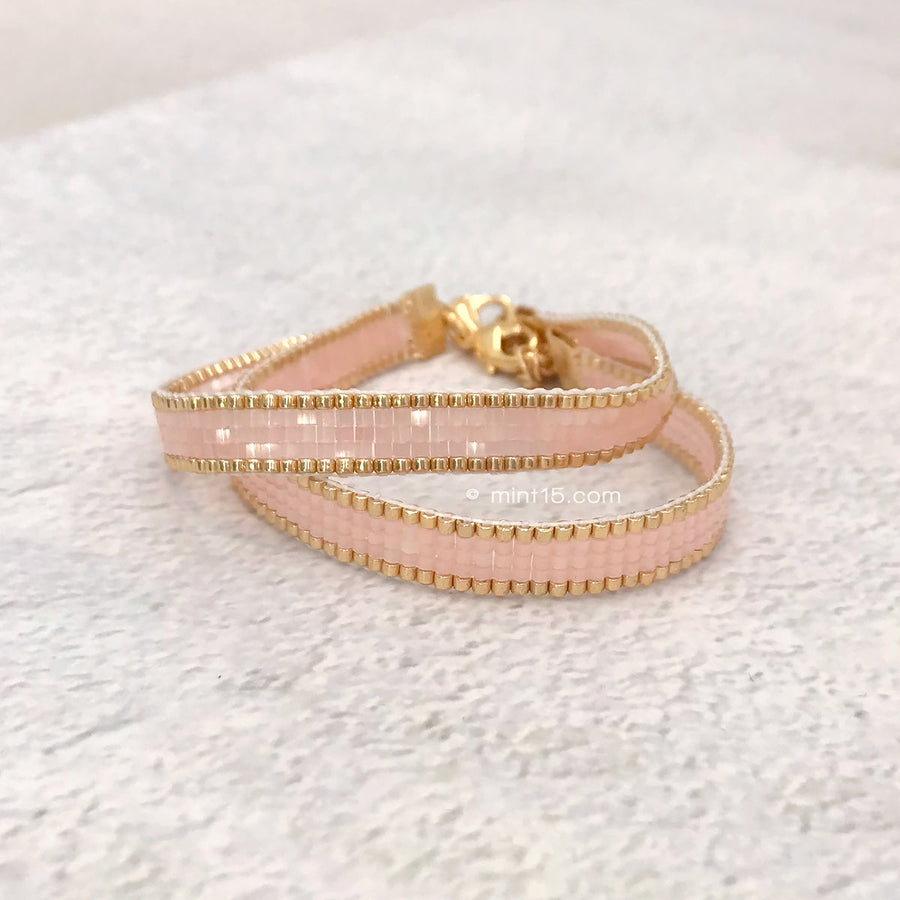 Beaded Bracelet 'Silk Satin' - Peach Rose