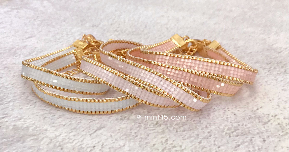 Beaded Bracelet &#39;Silk Satin&#39; - Soft Lilac Pink