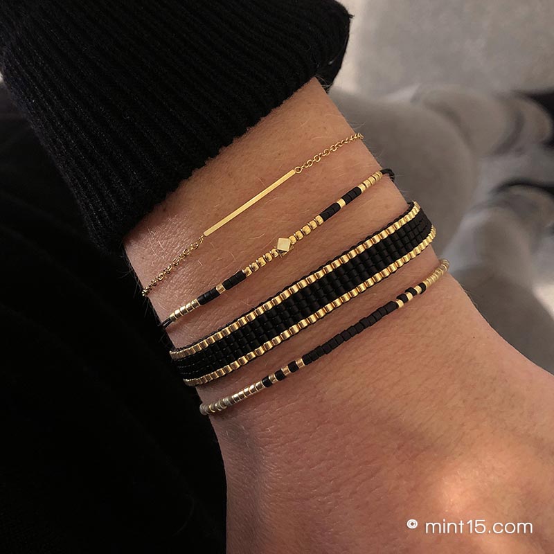 Beaded Bracelet &#39;Simplicity&#39; - Matte Black