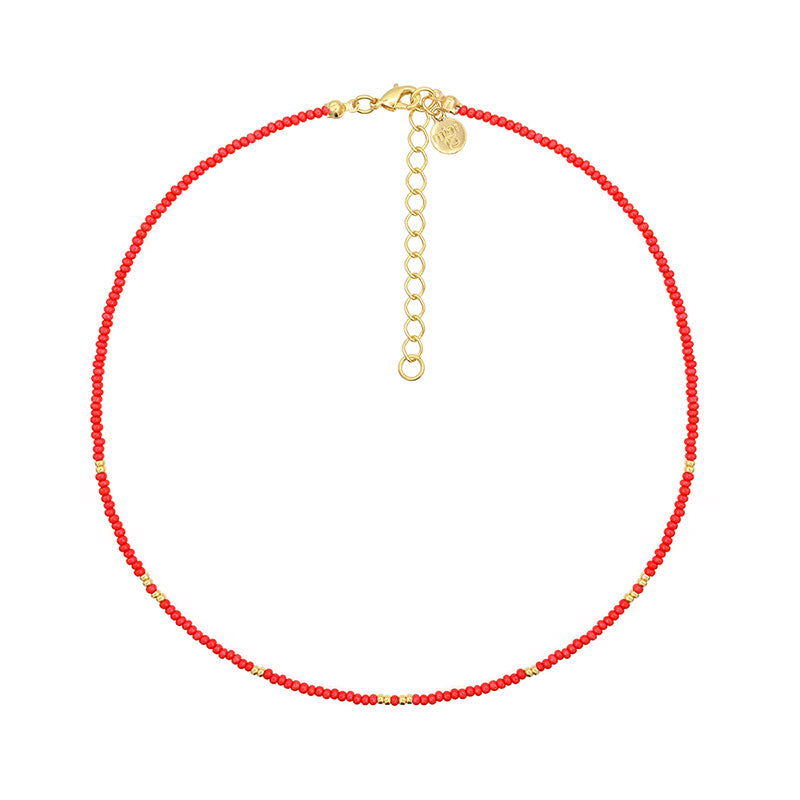 Little Beads Necklace - Coral Red