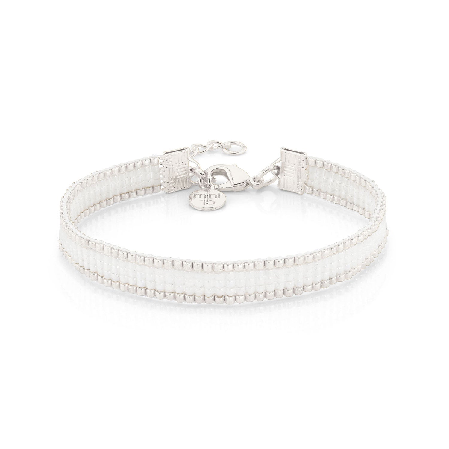 Beaded Bracelet &#39;Simplicity&#39; - Shiny White